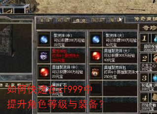 如何快速在sf999中提升角色等级与装备? 如何快速在sf999中提升角色等级与装备?