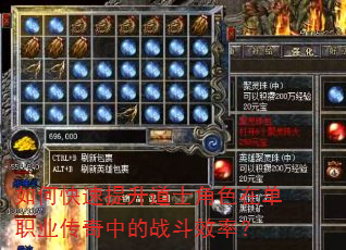 如何快速提升道士角色在单职业传奇中的战斗效率? 如何快速提升道士角色在单职业传奇中的战斗效率?